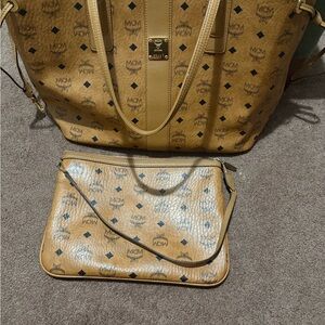 MCM Brown Tote and Pouch Set